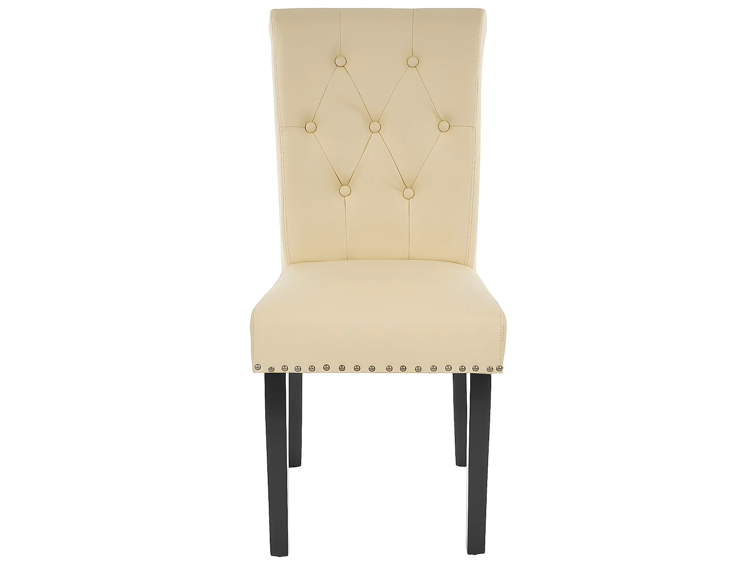 Eetkamerstoel Chesterfield II (set van 6),  kunstleer, crème, donkere poten