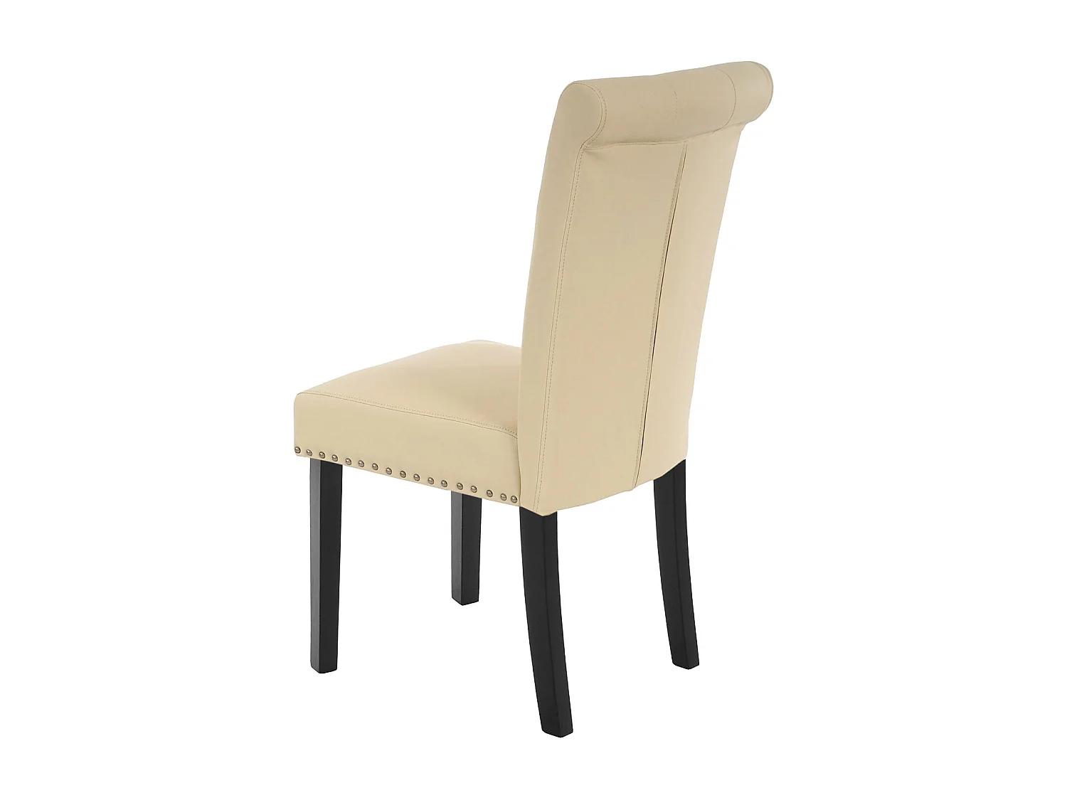 Eetkamerstoel Chesterfield II (set van 6),  kunstleer, crème, donkere poten