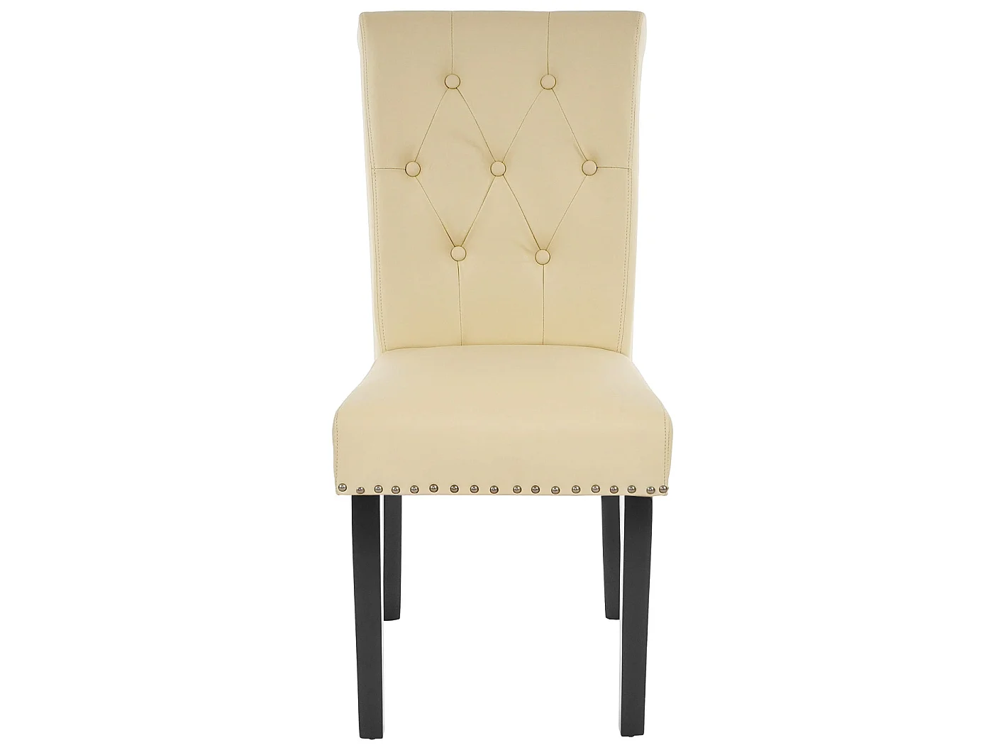 Chaise de salle à manger Chesterfield II (lot de 6),  similicuir crème, pieds foncés