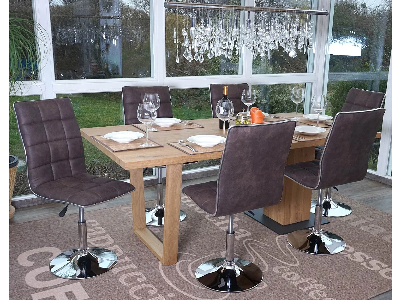 Silla de comedor MCW-C41 (juego de 6),  vintage marrón oscuro