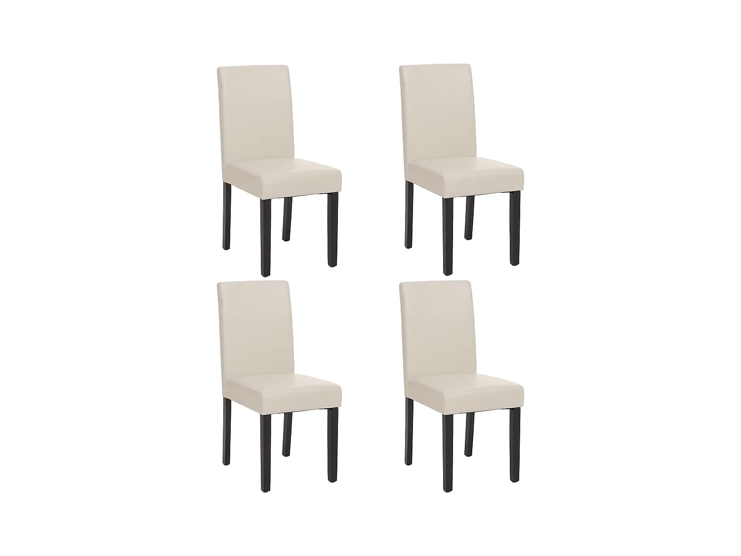 Chaise de salle à manger Littau (lot de 4),  cuir reconstitué, blanc, pieds foncés