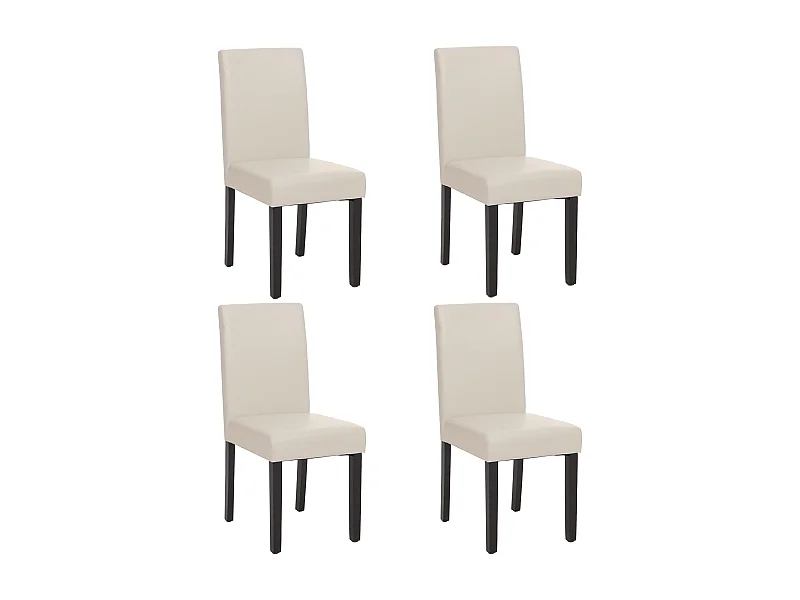 Set 4x sedie Littau pelle soggiorno cucina sala da pranzo 43x56x90cm bianco piedi scuri