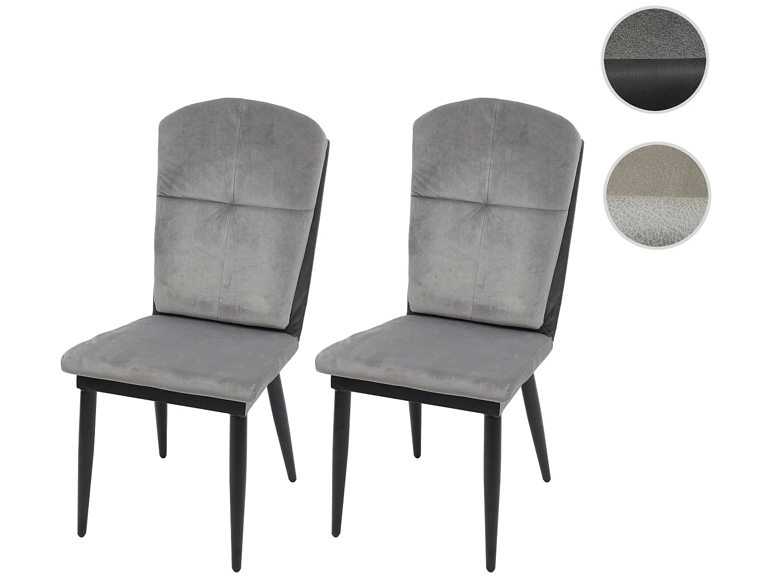 Chaise de salle à manger MCW-G42 (lot de 2),  velours, gris-anthracite