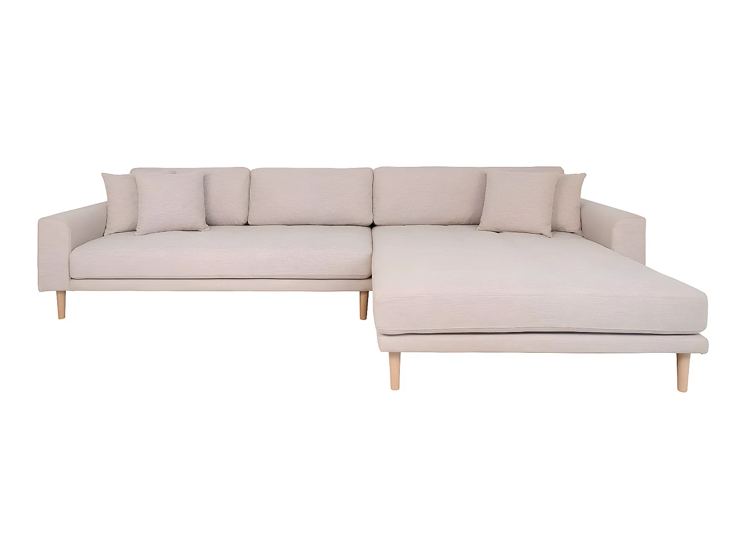 Lido canapé , loungesofa tourné vers la droite avec 4 coussins sable.