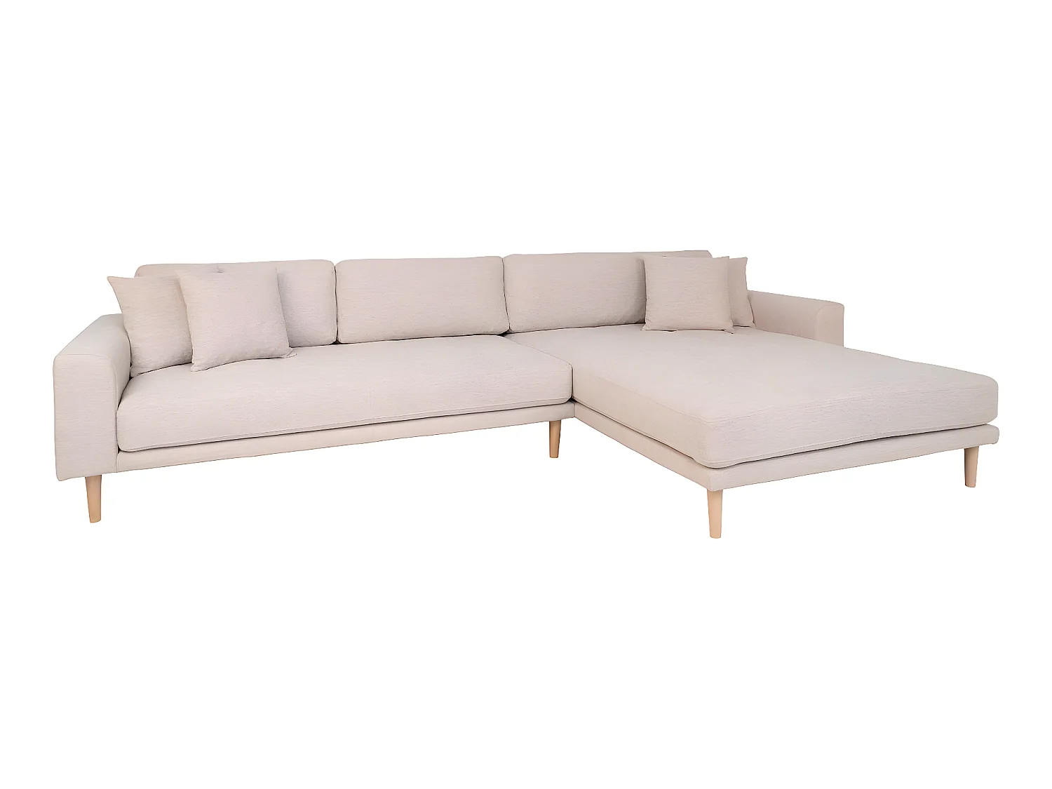 Lido canapé , loungesofa tourné vers la droite avec 4 coussins sable.