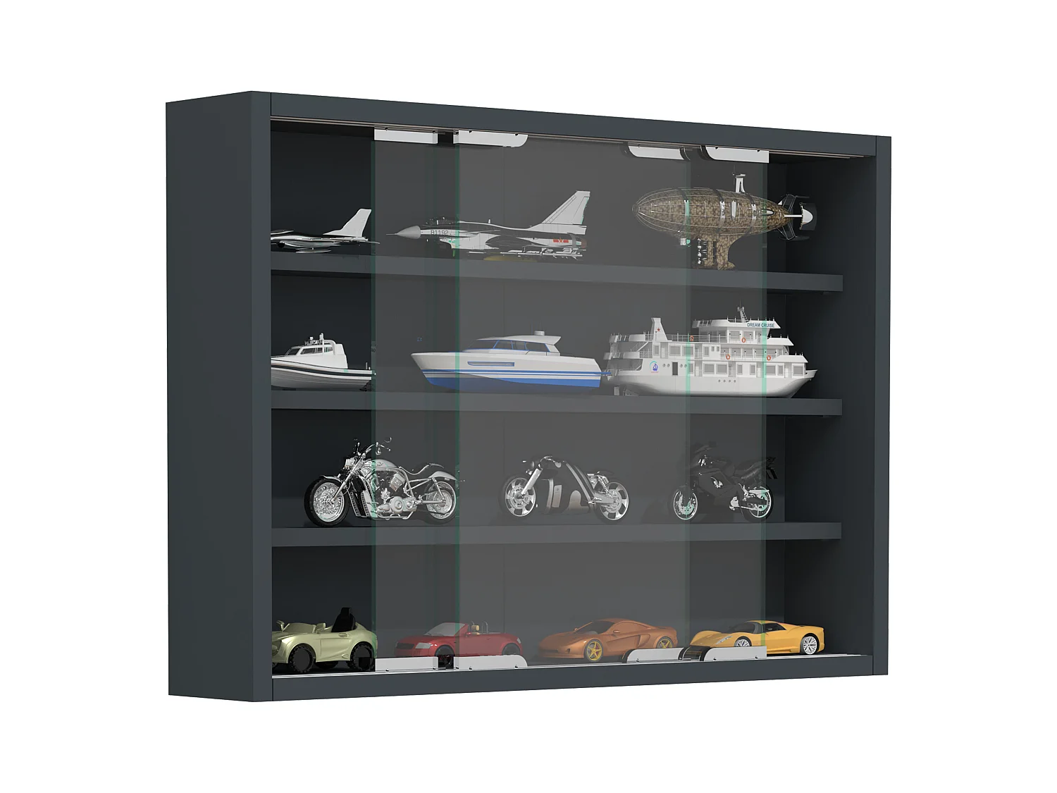 Wall display cabinet Agisa Anthracite H. 40 x W. 57 x D. 10 cm