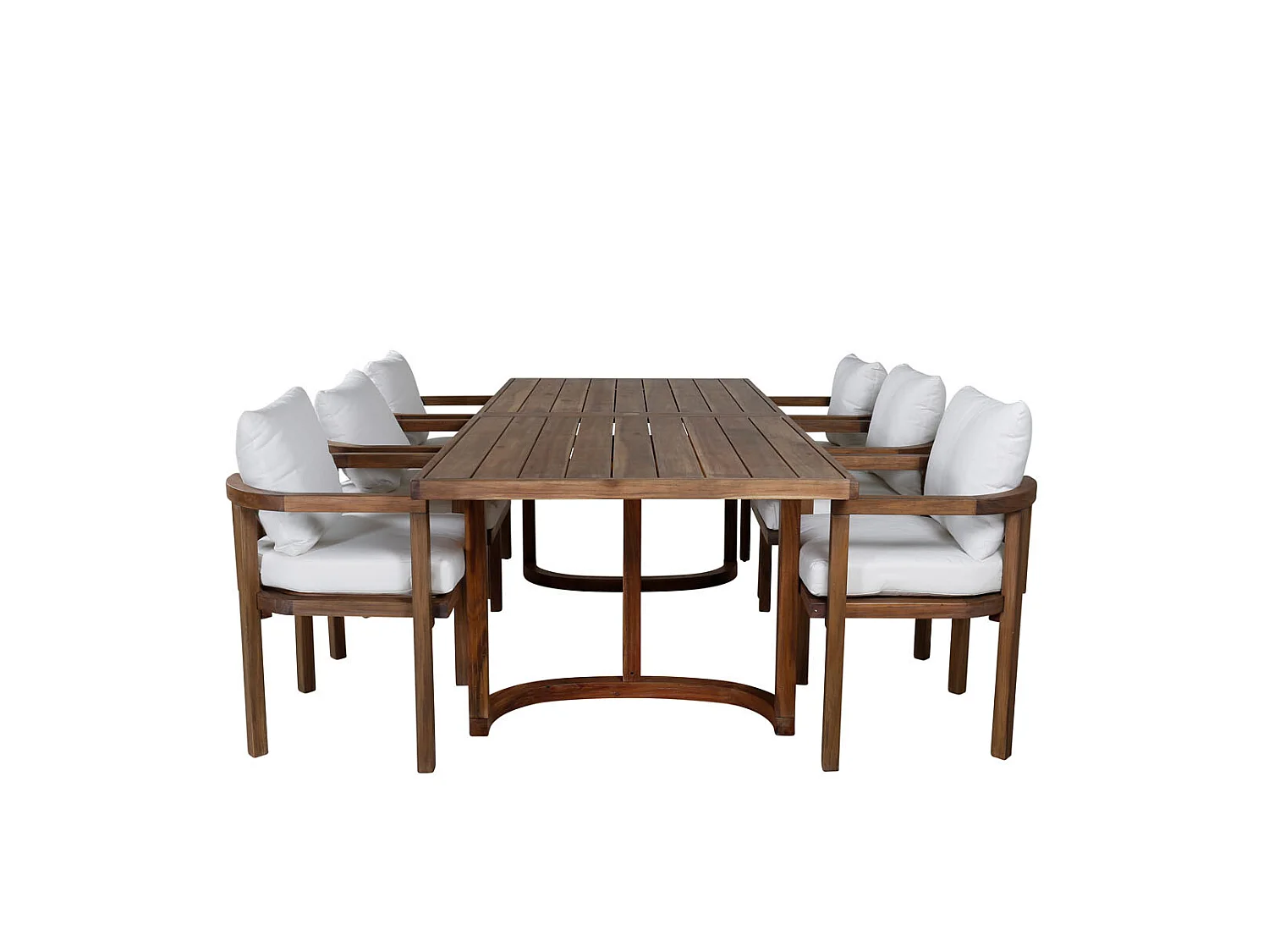 Erica Ensemble table et chaises de jardin, table 100x214cm et 6 chaises Erica, blanc, naturel.