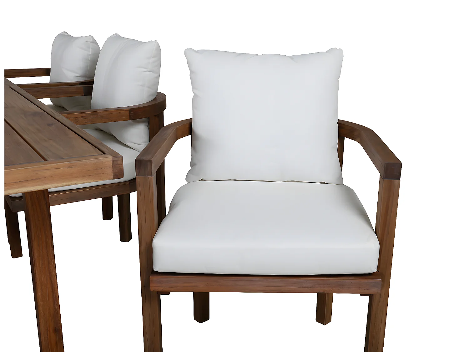 Erica Ensemble table et chaises de jardin, table 100x214cm et 6 chaises Erica, blanc, naturel.