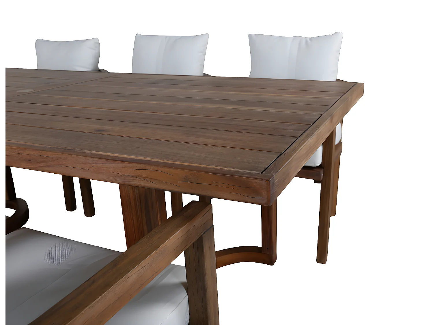 Erica Ensemble table et chaises de jardin, table 100x214cm et 6 chaises Erica, blanc, naturel.