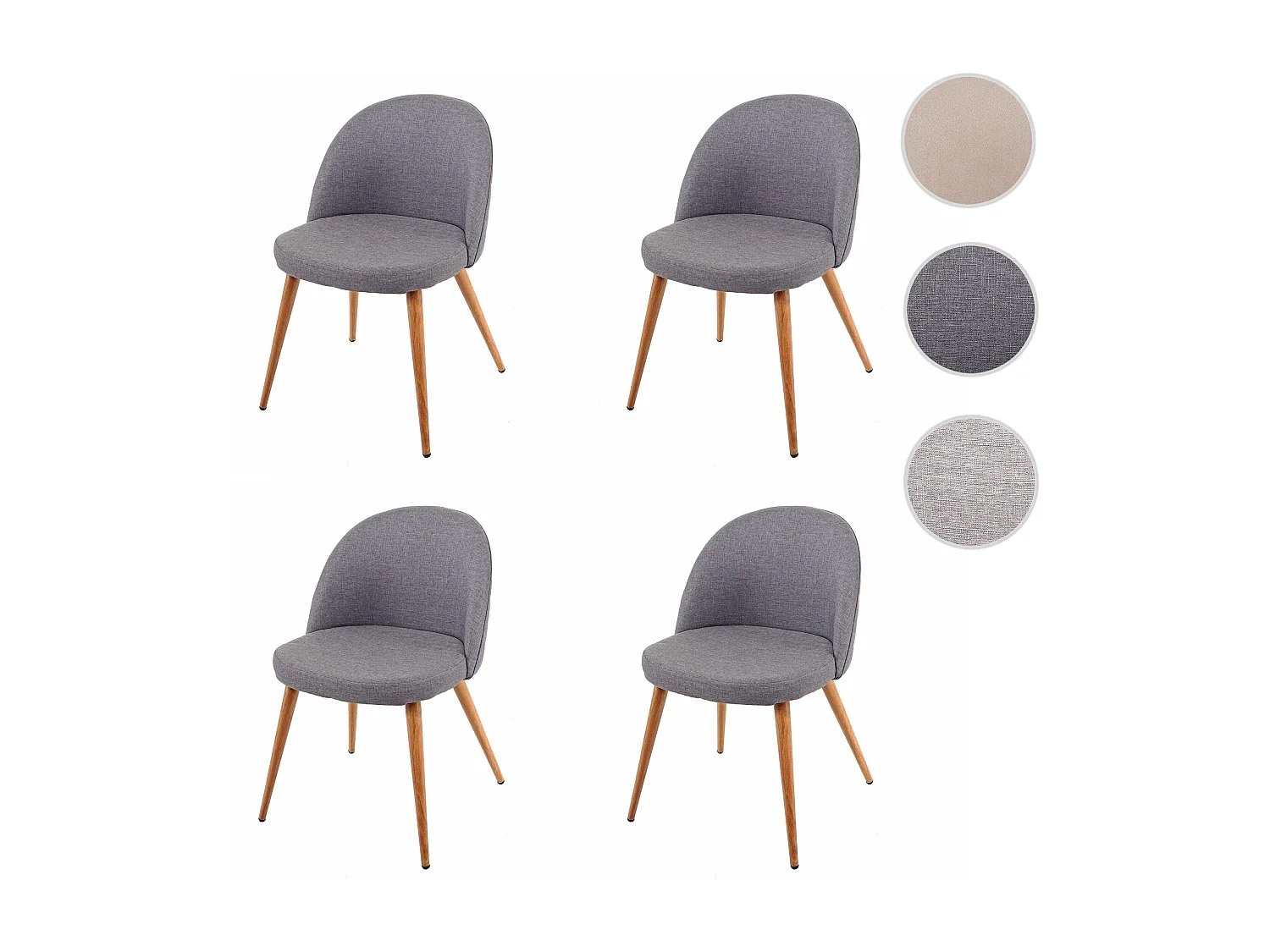 Chaise de salle à manger MCW-D53 (lot de 4),  gris foncé