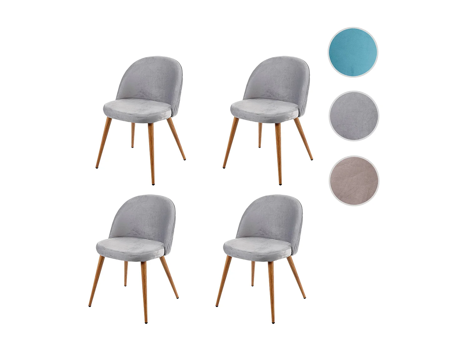 Silla de comedor MCW-D53 (juego de 4),  gris claro
