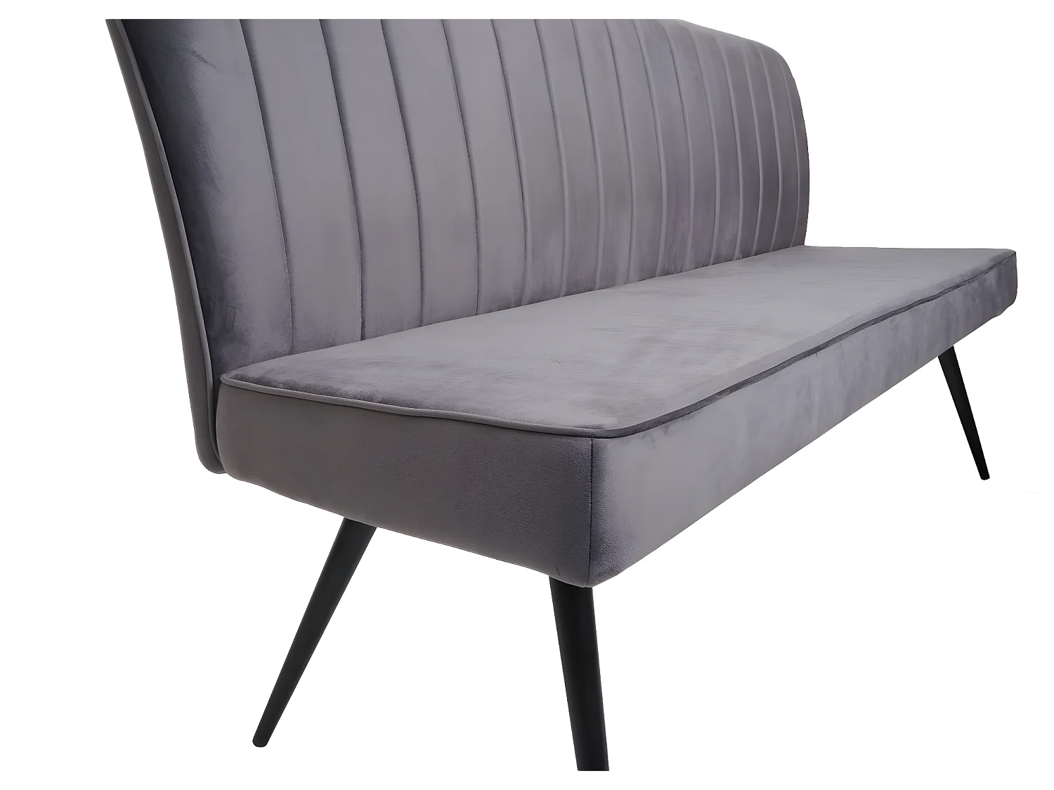 Set panca con 4x sedie sala da pranzo soggiorno MCW-K16 metallo verniciato velluto grigio scuro