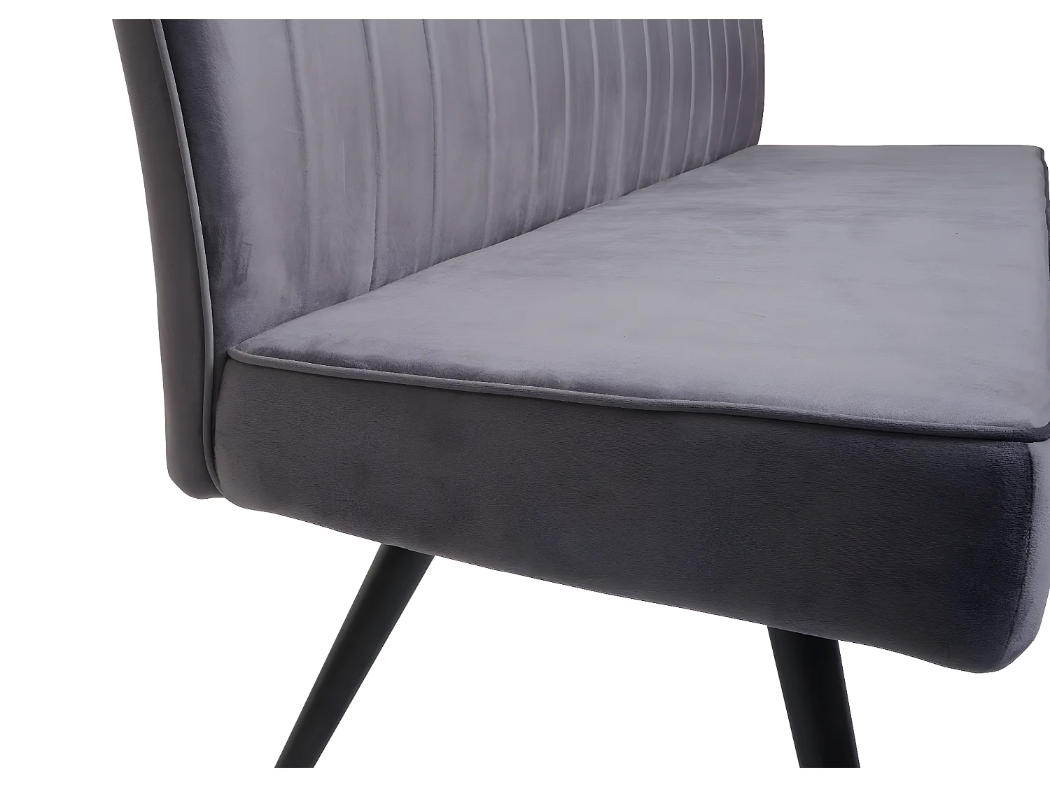 Set panca con 4x sedie sala da pranzo soggiorno MCW-K16 metallo verniciato velluto grigio scuro