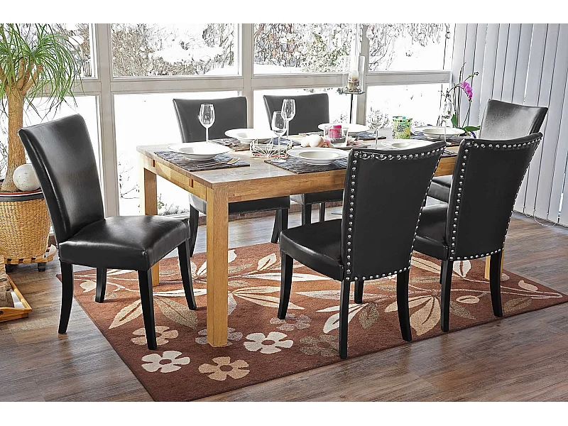 Chaise de salle à manger Edinburgh (lot de 6),  similicuir noir, pieds foncés