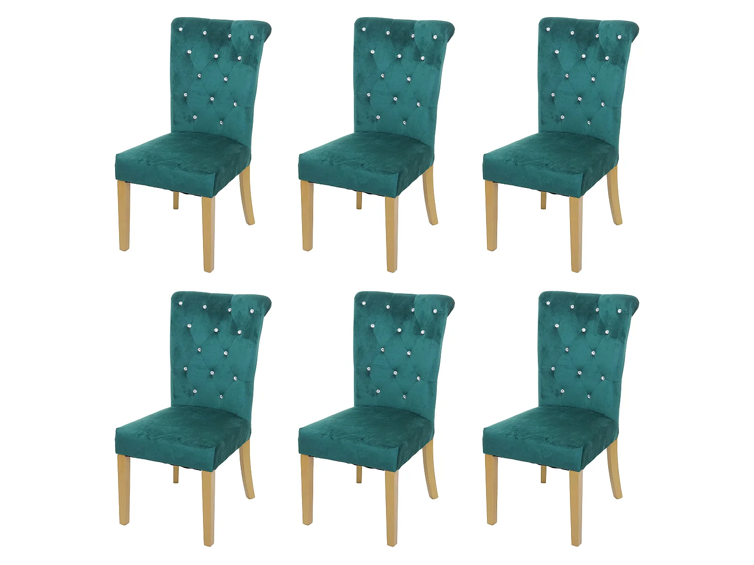 Set 6x sedie per sala da pranzo soggiorno MCW-D22 100x51x64cm velluto verde con gambe dorate