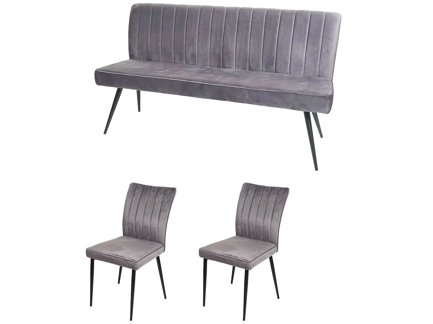 Esszimmer-Set MCW-K16 (3-teilig), Dunkelgrau