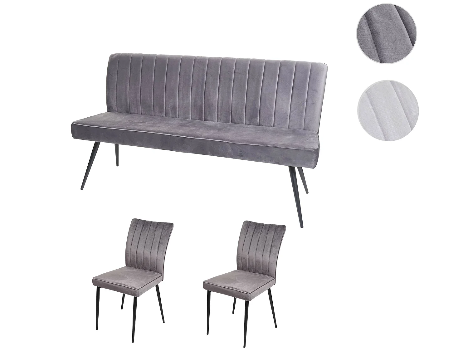 Esszimmer-Set MCW-K16 (3-teilig), Dunkelgrau