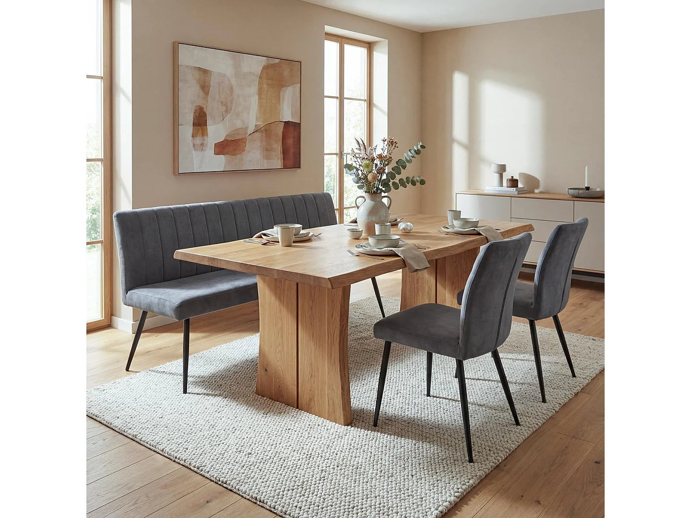 Zestaw do jadalni MCW-K16 (3 elementy),  ciemnoszary