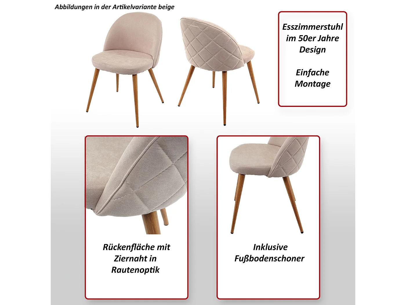 Cadeira de jantar MCW-D53 (conjunto de 6),  cinzento escuro