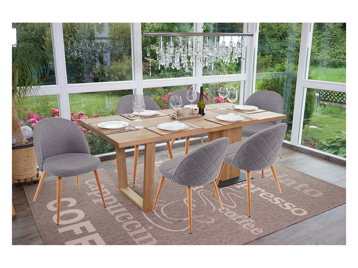 Chaise de salle à manger MCW-D53 (lot de 6),  gris foncé