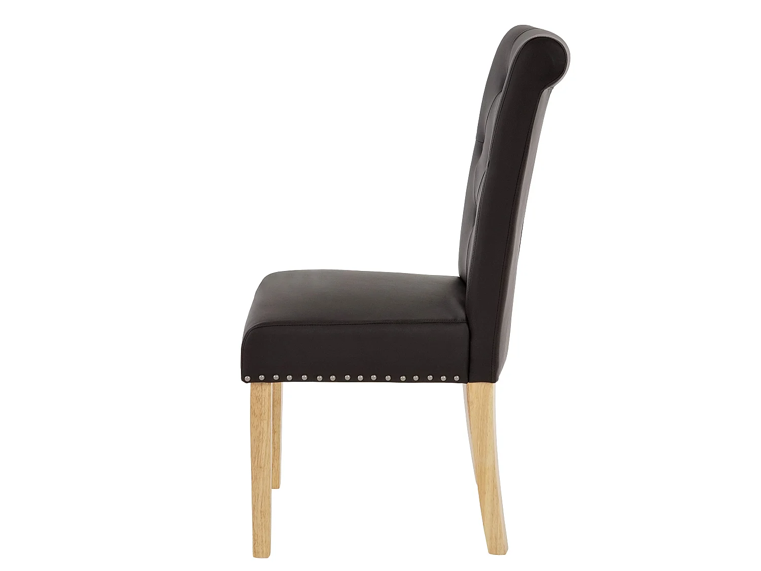 Chaise de salle à manger Chesterfield II (lot de 6),  similicuir brun foncé, pieds clairs