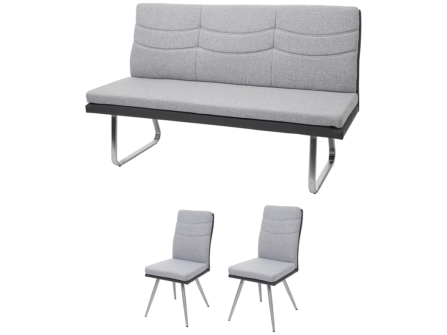 Esszimmer Set MCW-G54 (3-teilig), Grau Bank 160cm