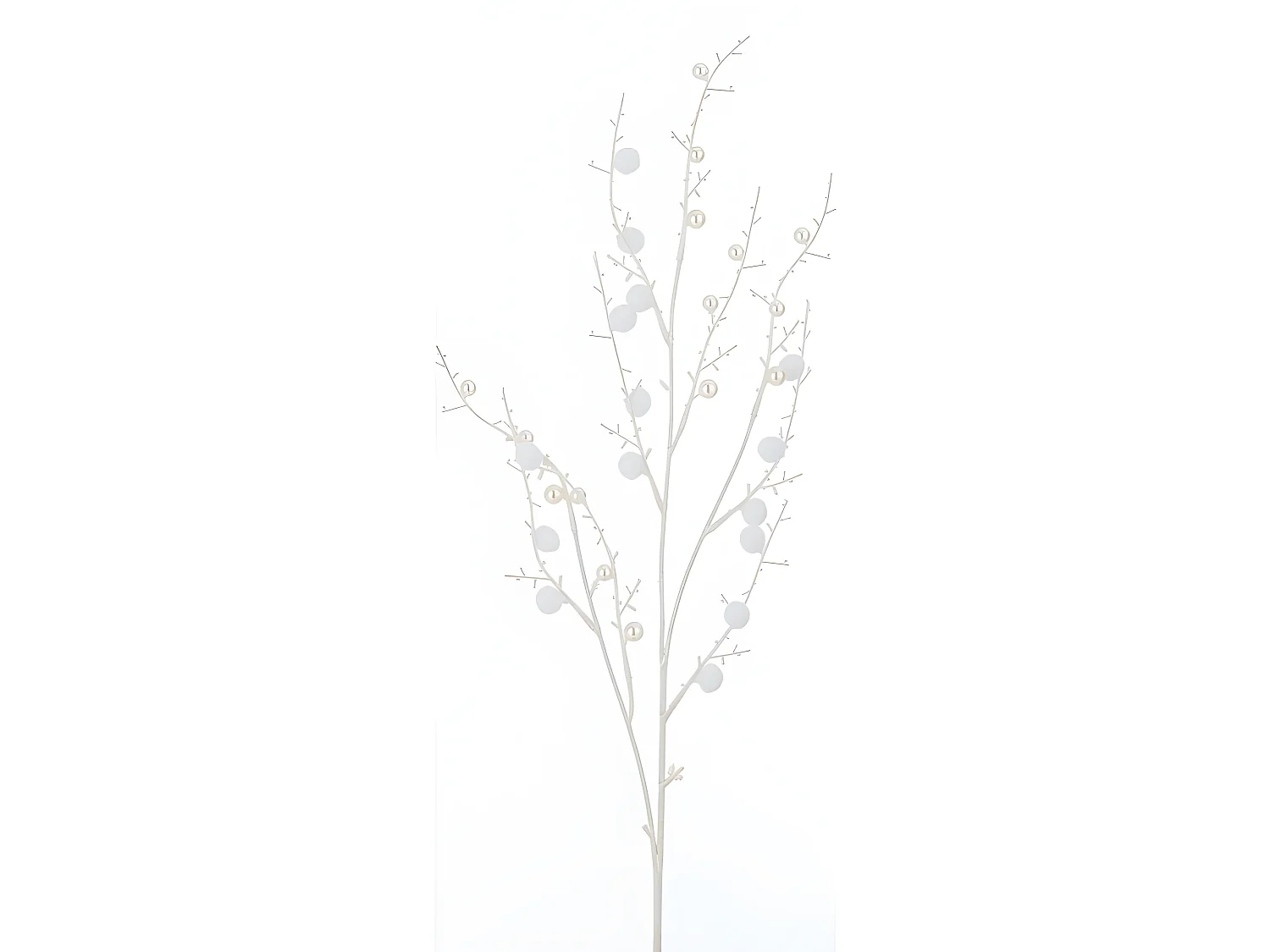 Rama de pompones y cuentas de plástico blanco de 3x8x93 cm