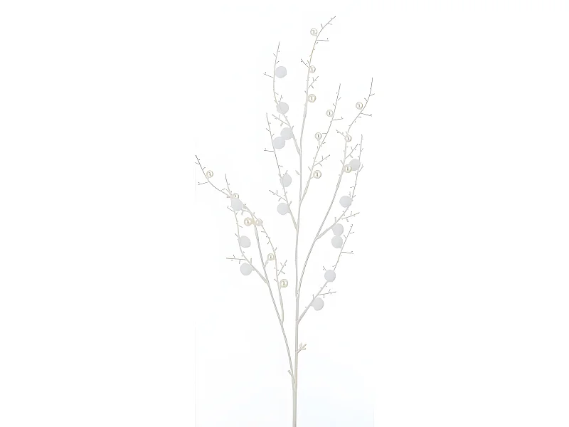 Rama de pompones y cuentas de plástico blanco de 3x8x93 cm