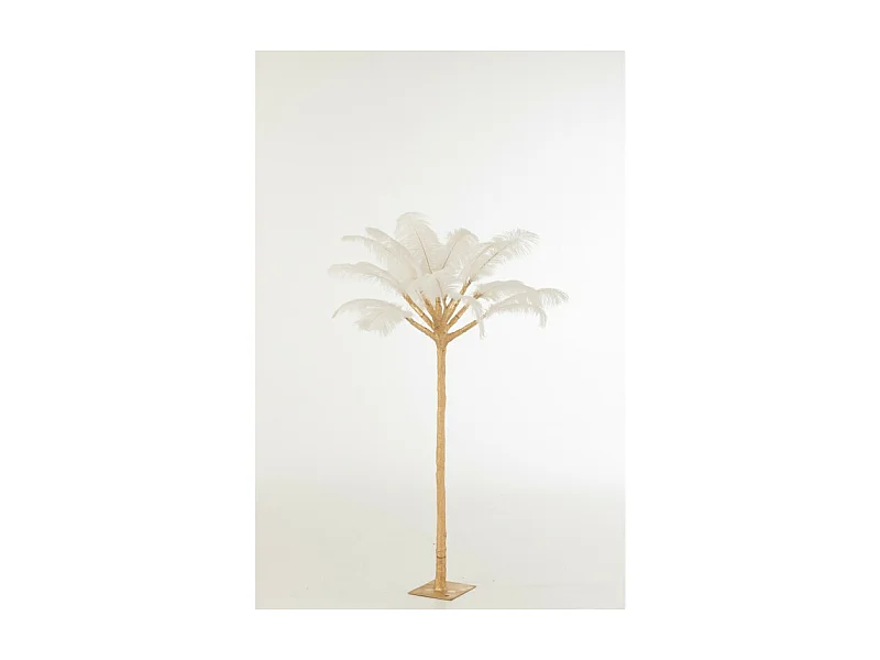 Árbol de plumas con base de metal dorado de 90x90x120 cm