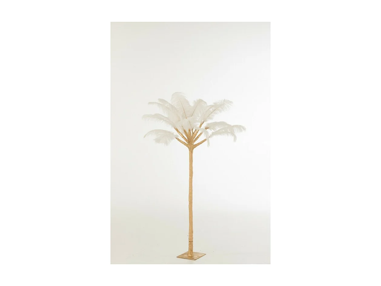 Árbol de plumas con base de metal dorado de 90x90x120 cm