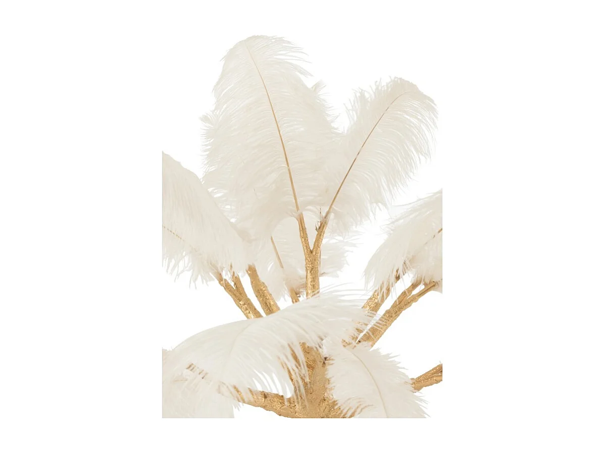 Árbol de plumas con base de metal dorado de 90x90x120 cm