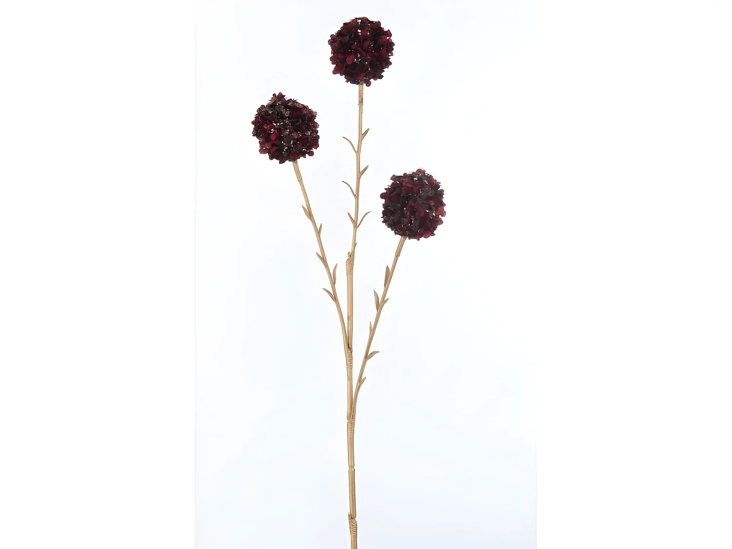 Branche 3 fleurs en plastique rouge 5x12x66 cm