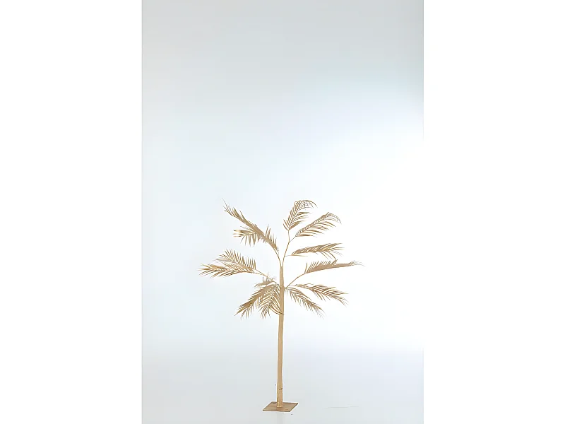 Árbol de hojas de palma de metal dorado de 70x70x140 cm