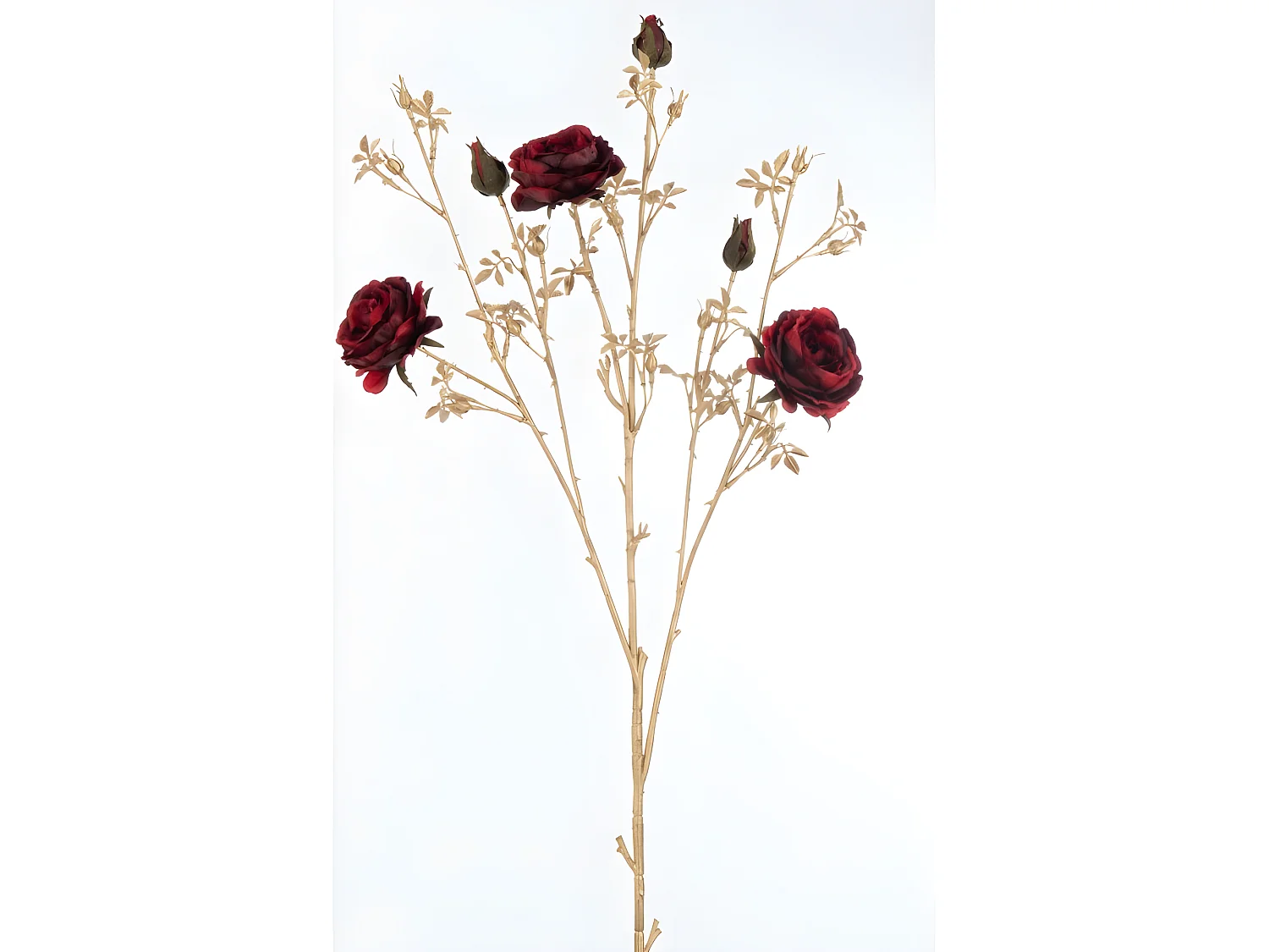 Roseto di 3 fiori in plastica rossa 6x30x112 cm