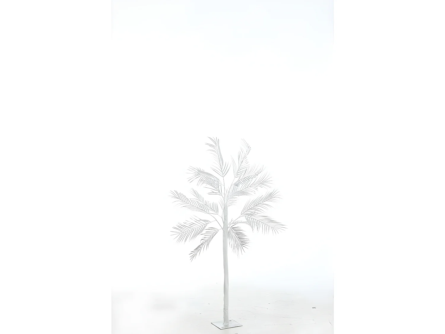 Arbre feuilles de palmier en métal argent 70x70x140 cm