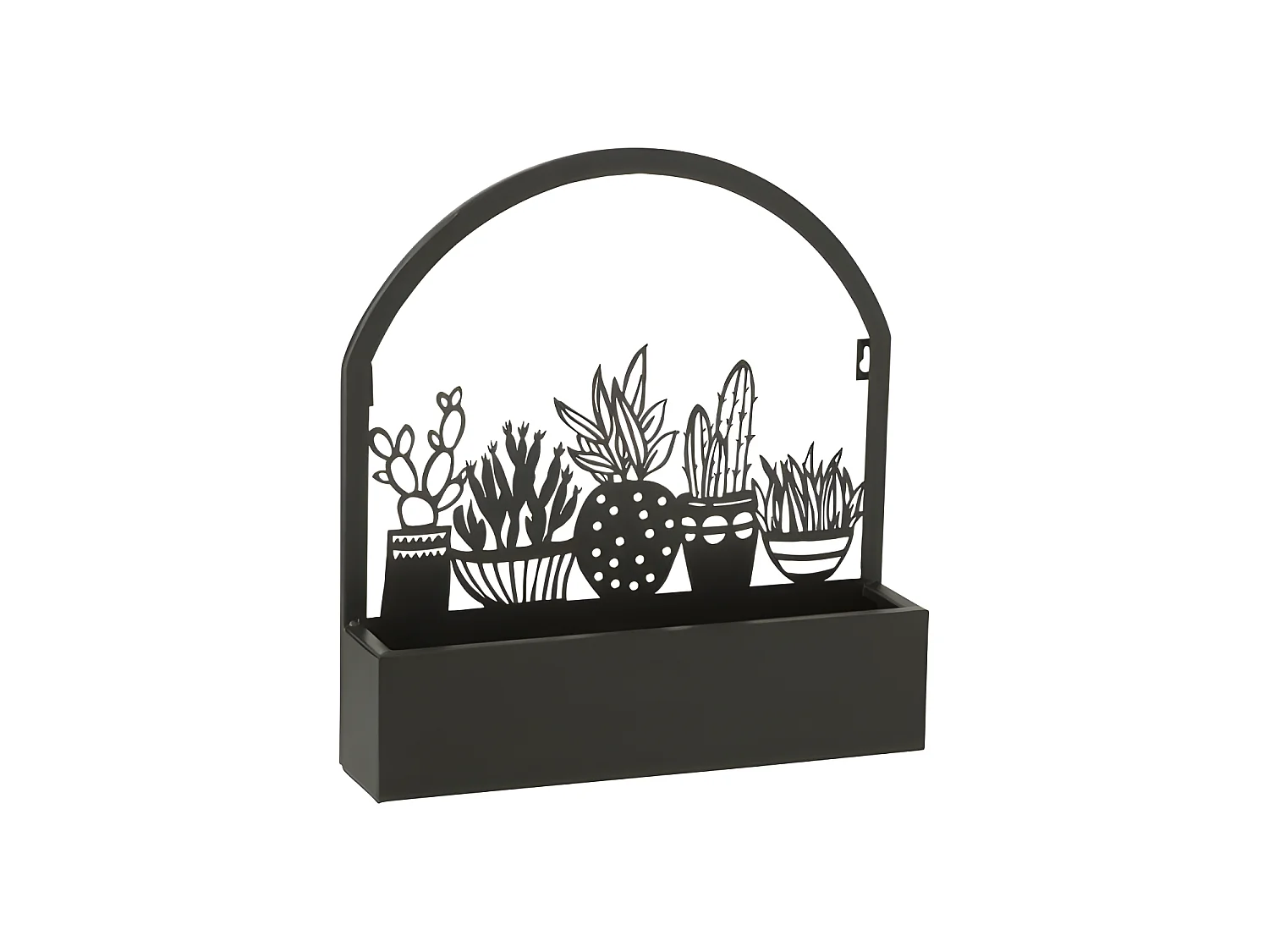 Maceta de pared con cactus de metal negro L38*l11*H40cm