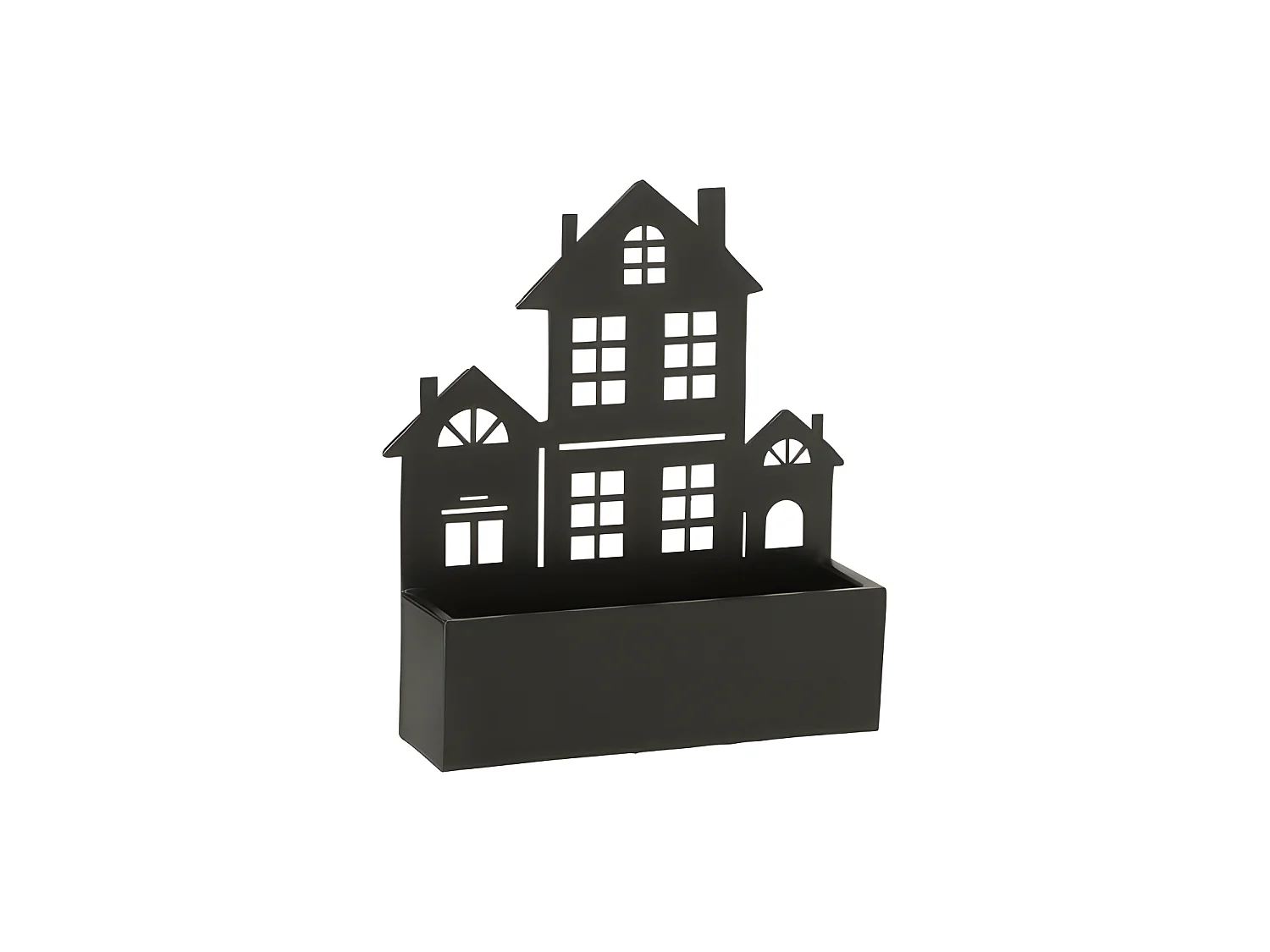 Pot de fleurs mural en forme de maison en métal noir L30*l8*H36cm