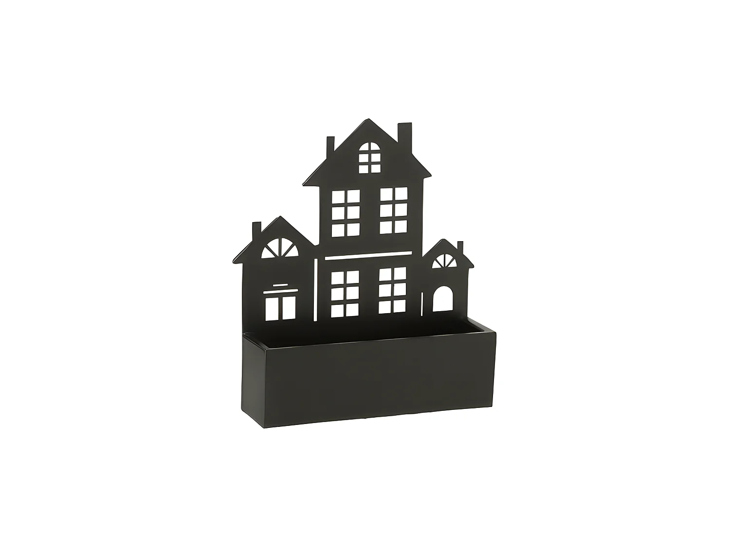 Pot de fleurs mural en forme de maison en métal noir L30*l8*H36cm