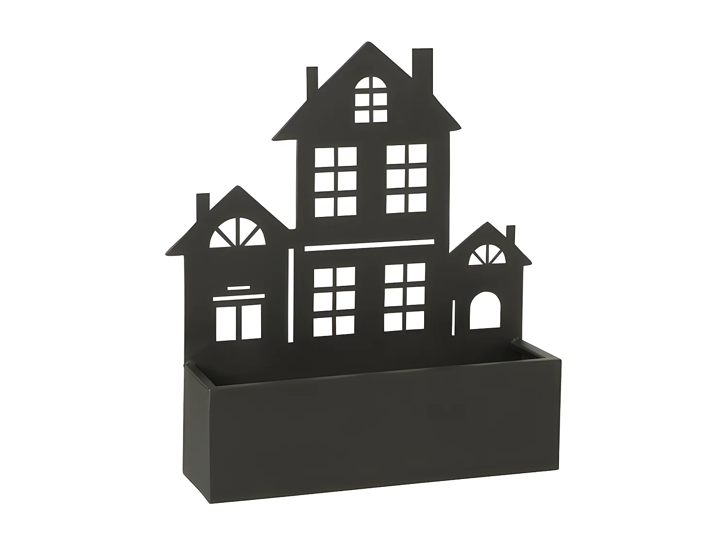 Pot de fleurs mural en forme de maison en métal noir L40*l10*H47cm