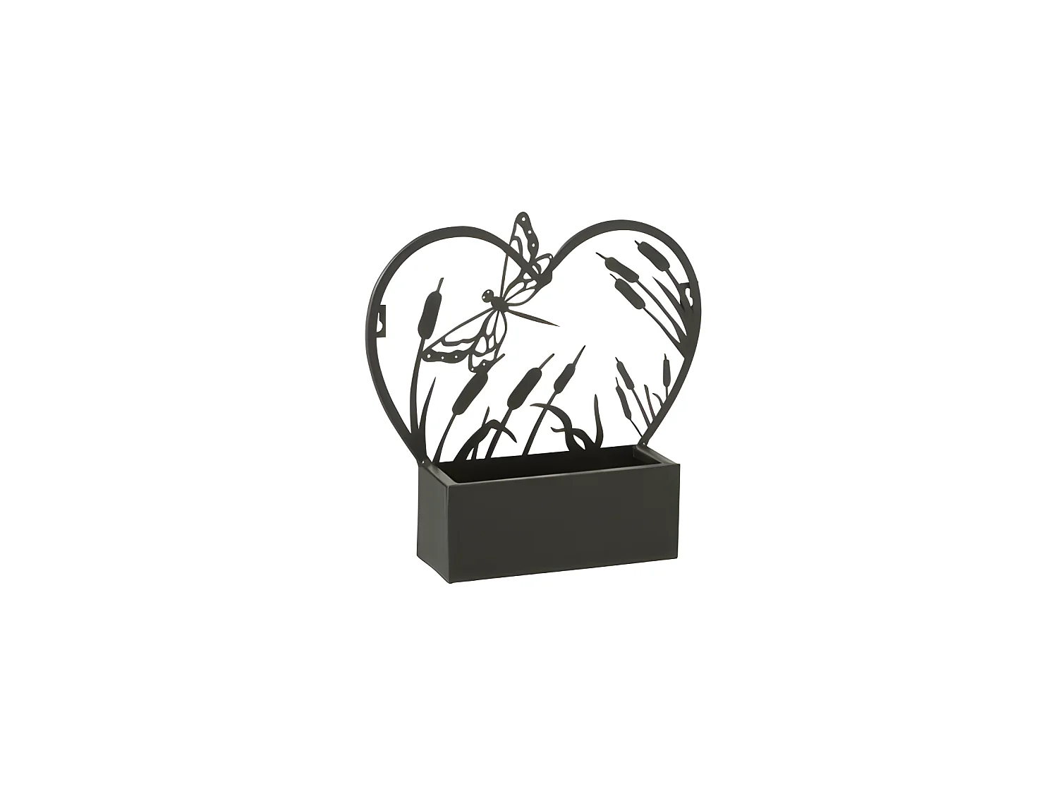 Pot de fleurs mural avec fleur et libellule en métal noir L31*l8*H30cm