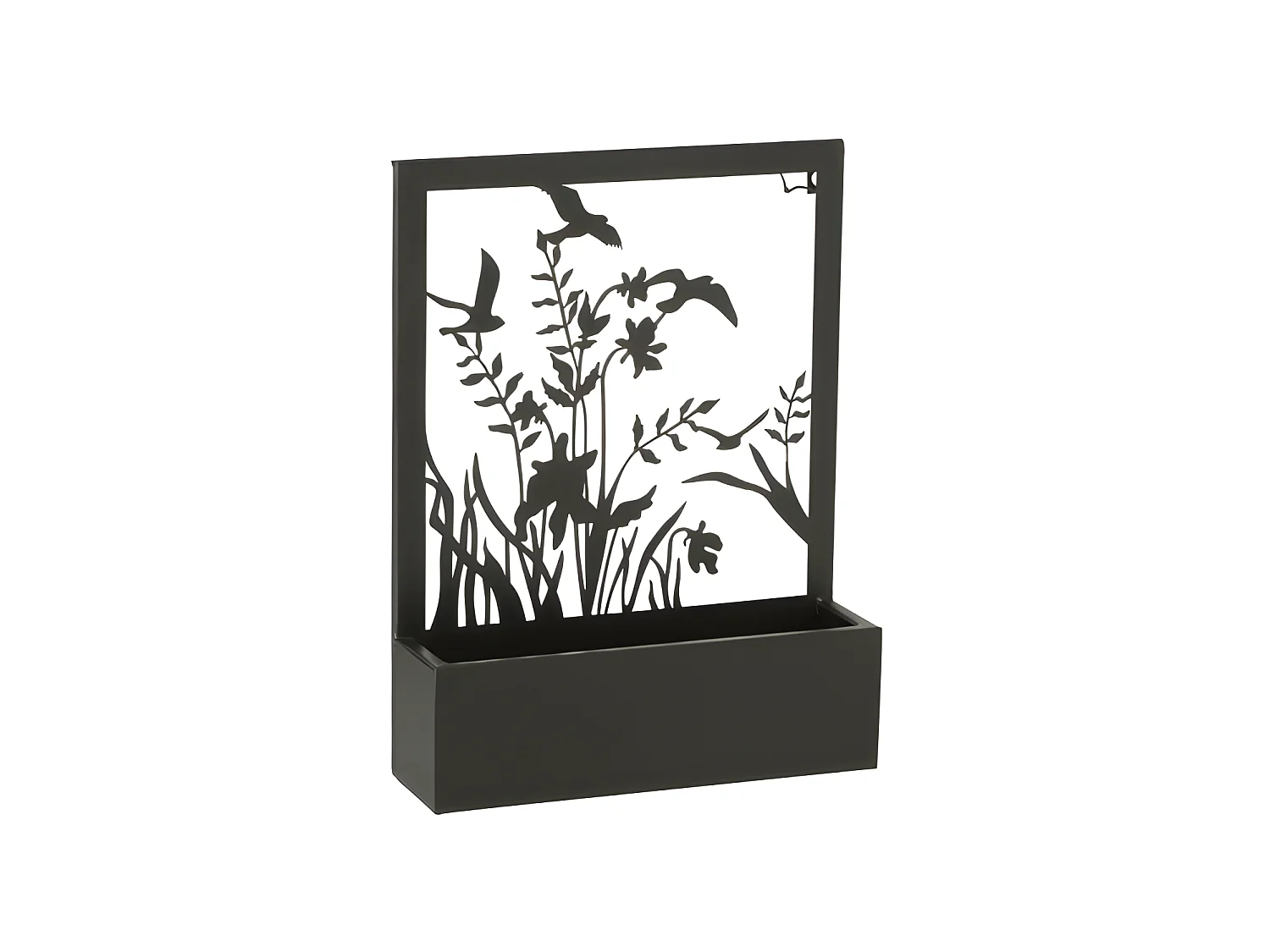 Pot de fleurs mural avec plantes en métal noir L31*l8*H41cm