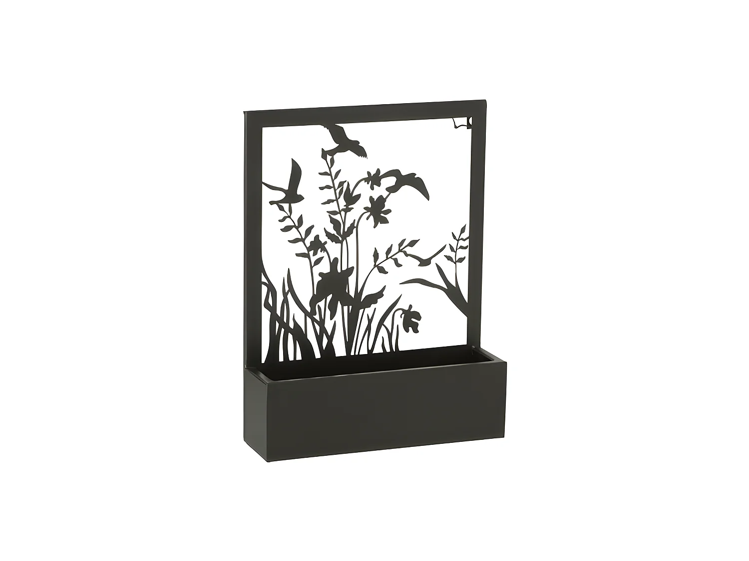 Pot de fleurs mural avec plantes en métal noir L31*l8*H41cm