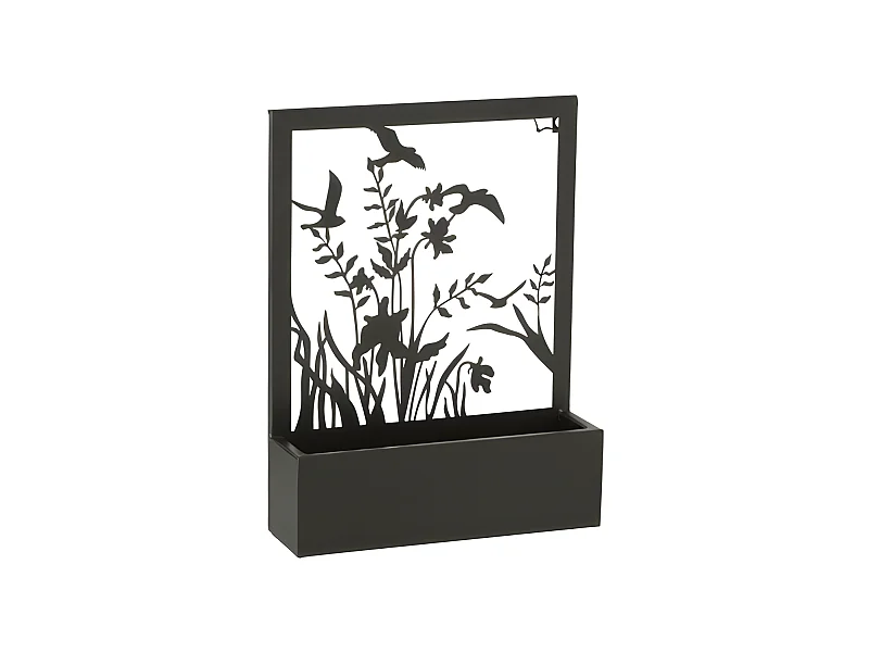 Zwarte metalen wandbloempot met planten L31*b8*H41cm