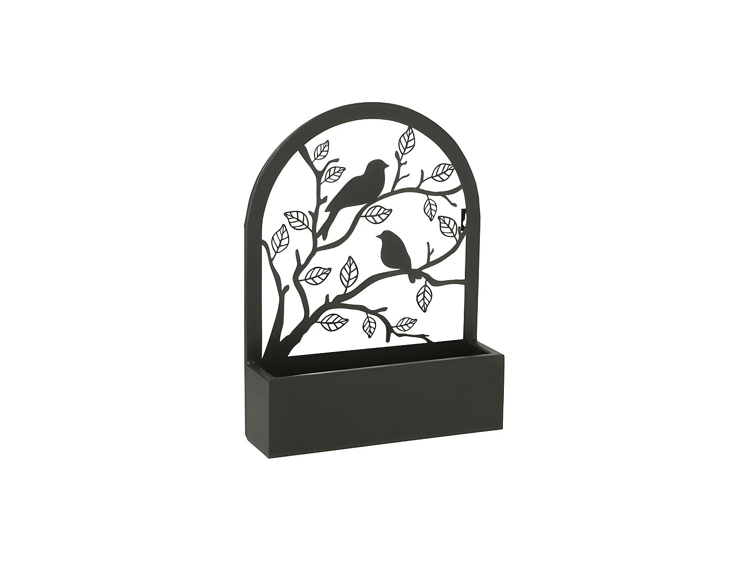 Pot de fleurs mural avec oiseaux en métal noir L31*l8*H41cm