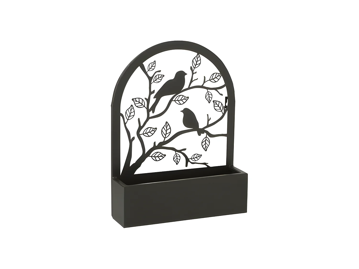 Pot de fleurs mural avec oiseaux en métal noir L31*l8*H41cm