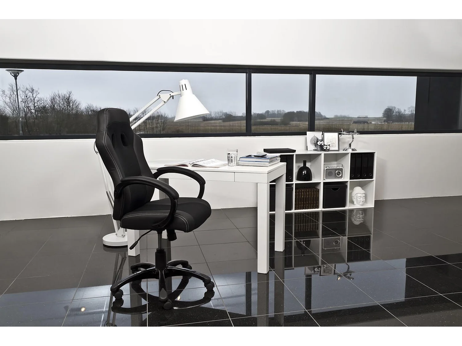 Rice gamestoel PU kunstleer zwart.