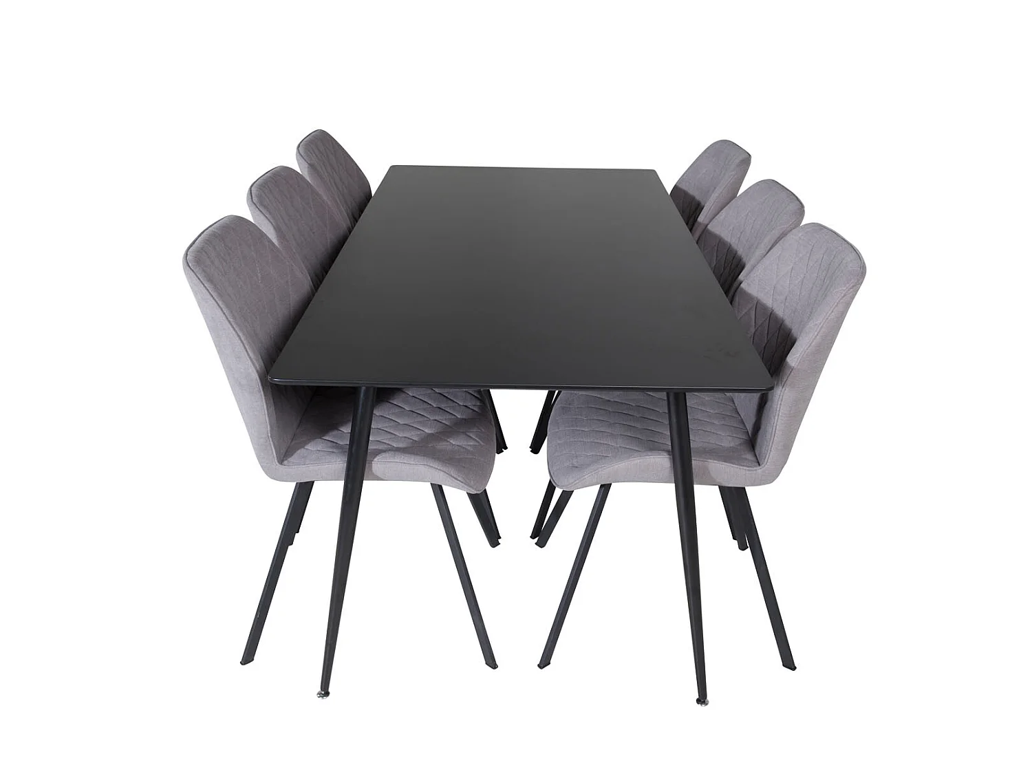 SilarBL180 ensemble table, table noir et 6 Gemma chaises gris.