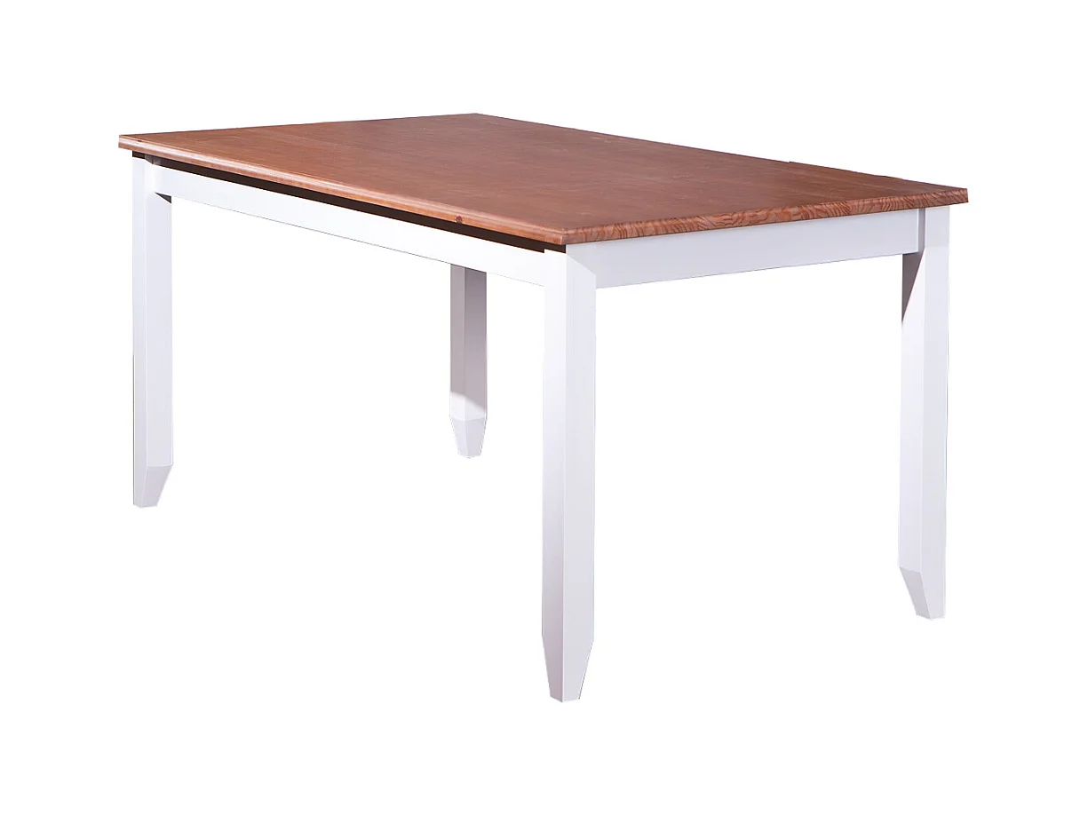 Wright Table de salle à manger, blanc, brun.