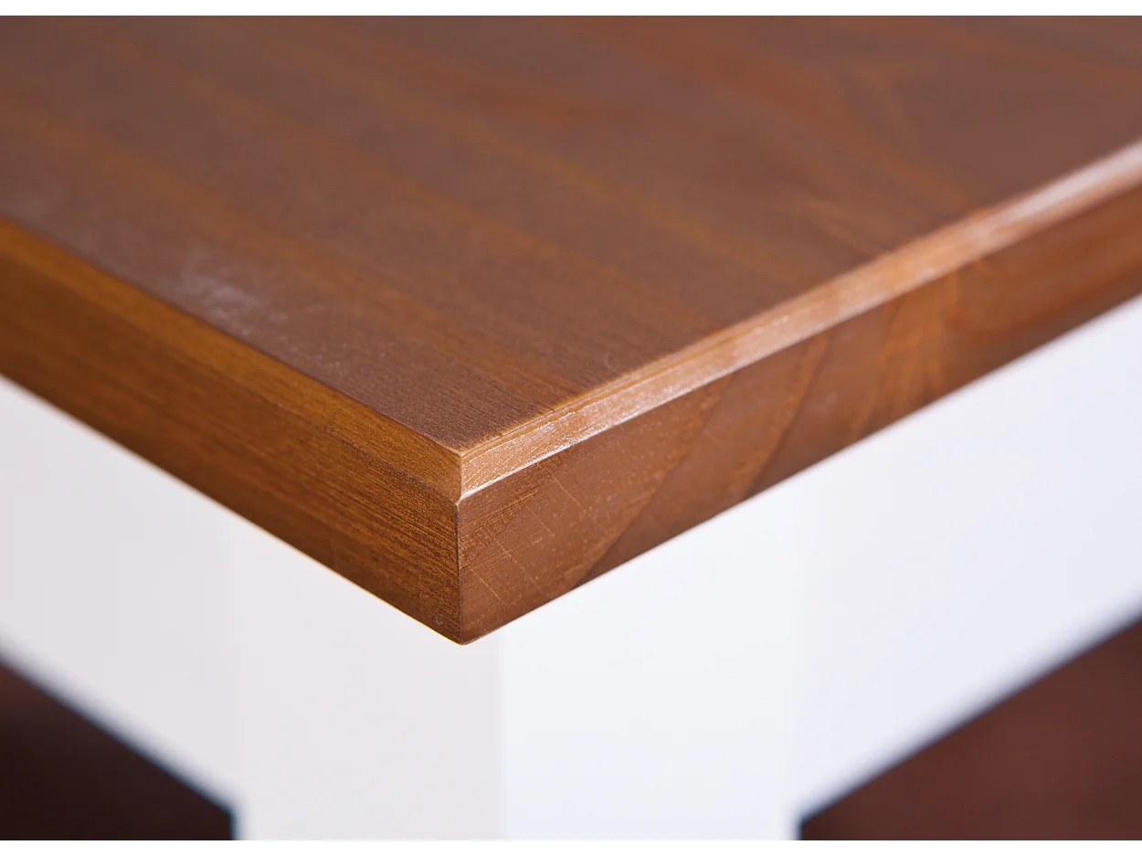 Wright Table de salle à manger, blanc, brun.