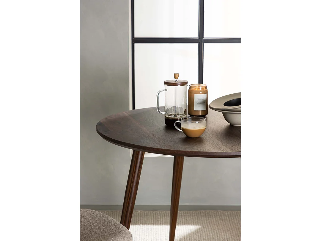 Sanford eetkamertafel Ø100cm bruin.